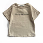 Beige Raised Print Over-sized T-shirt
