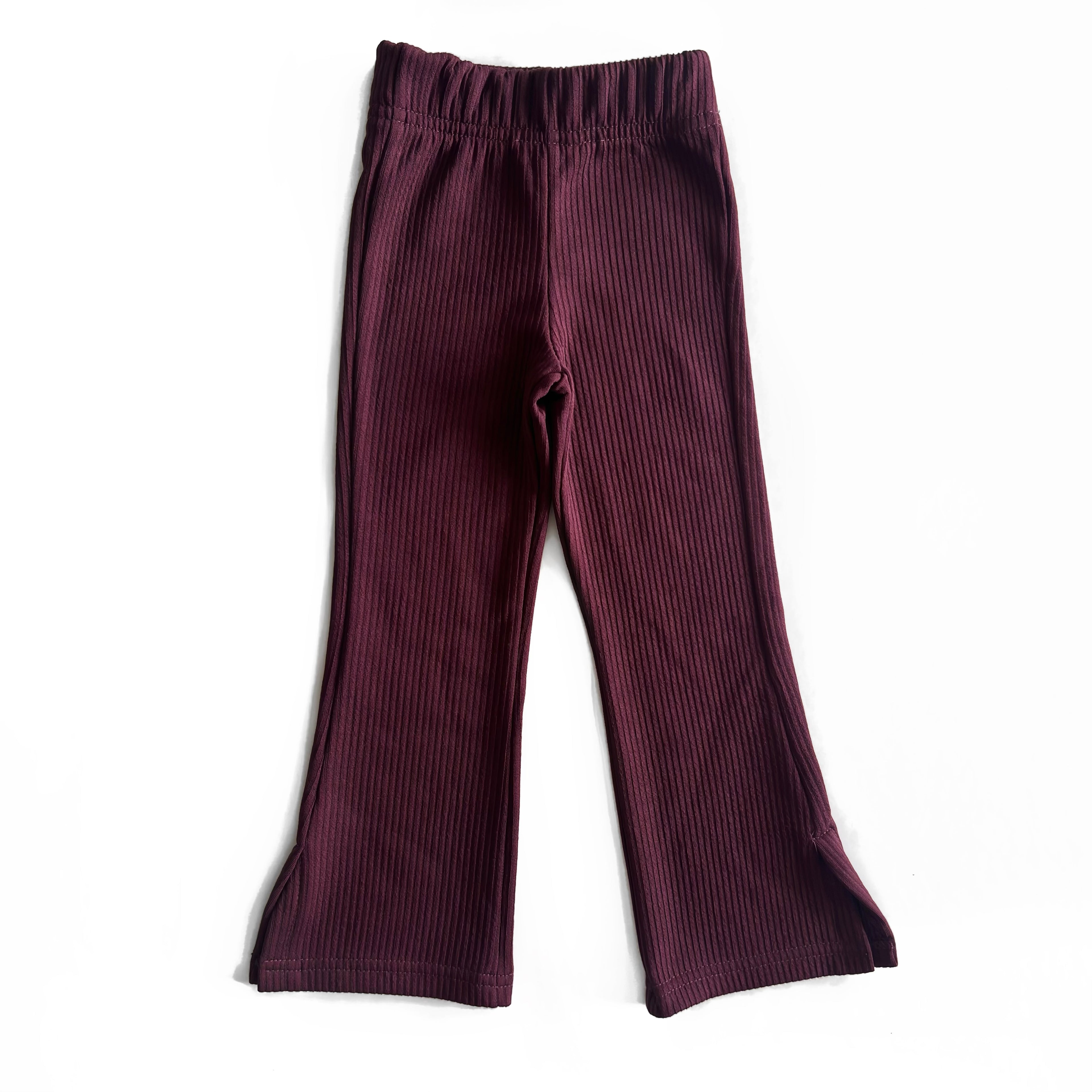 Burgundy Fleece Flare Pants
