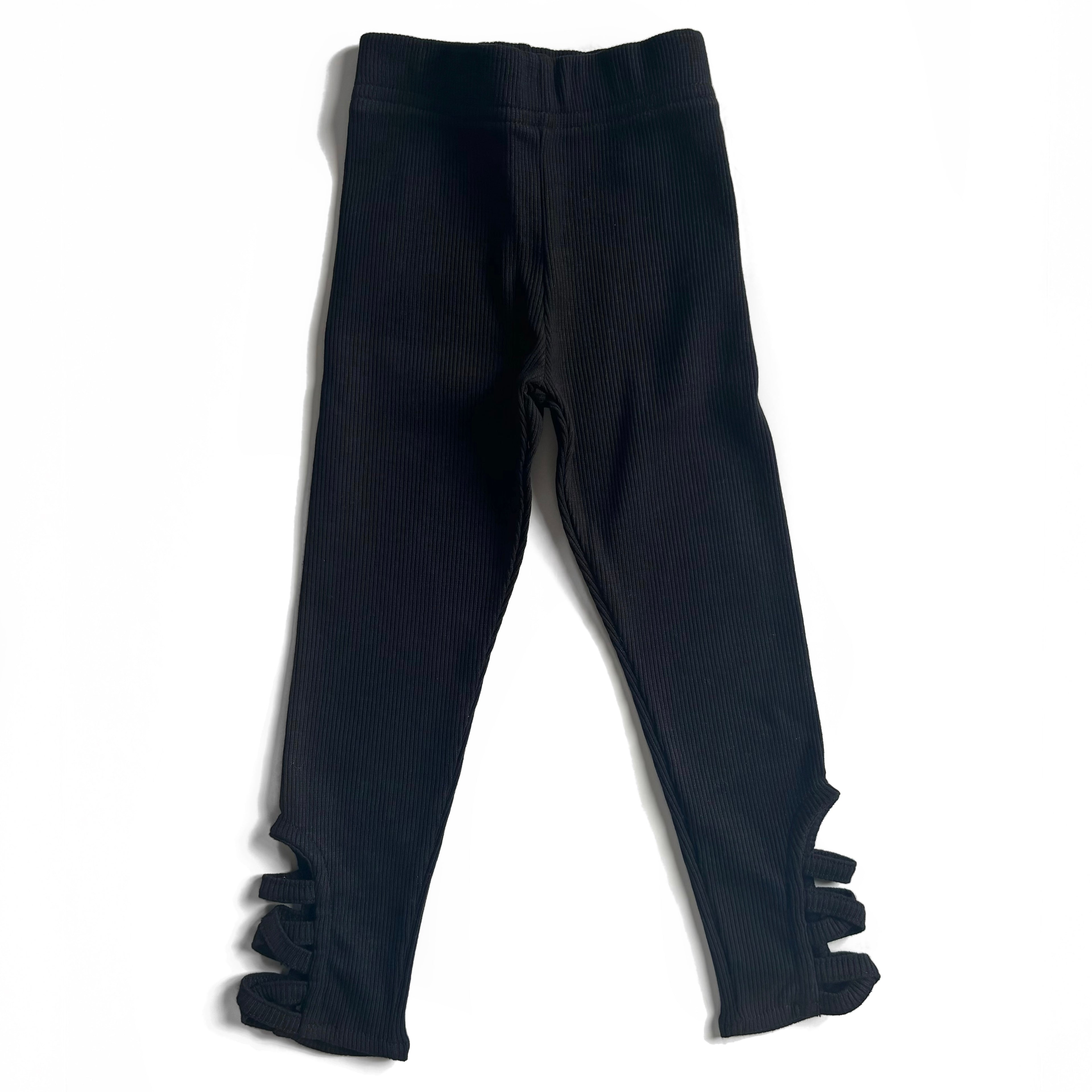 Criss-cross Ankle Black Ribbed leggings