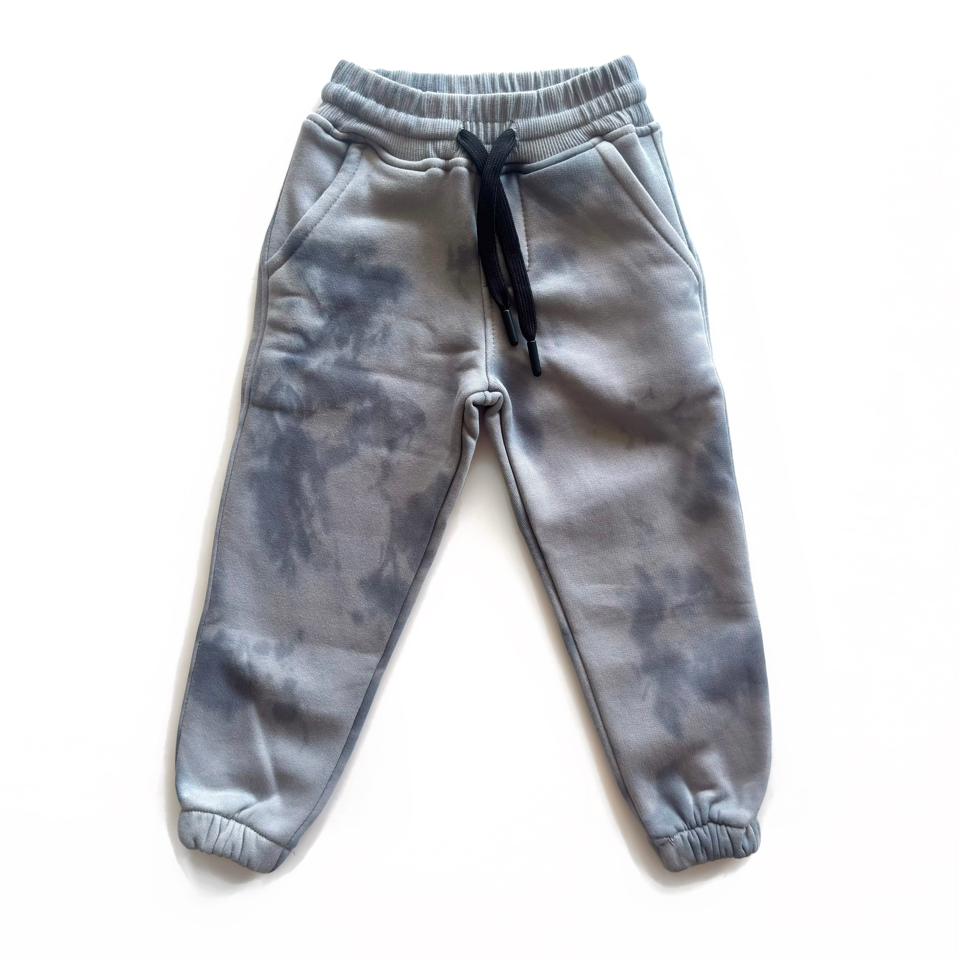 Grey Tie Dye Cotton Fleece Joggers