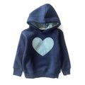Denim Heart Applique Hoodie