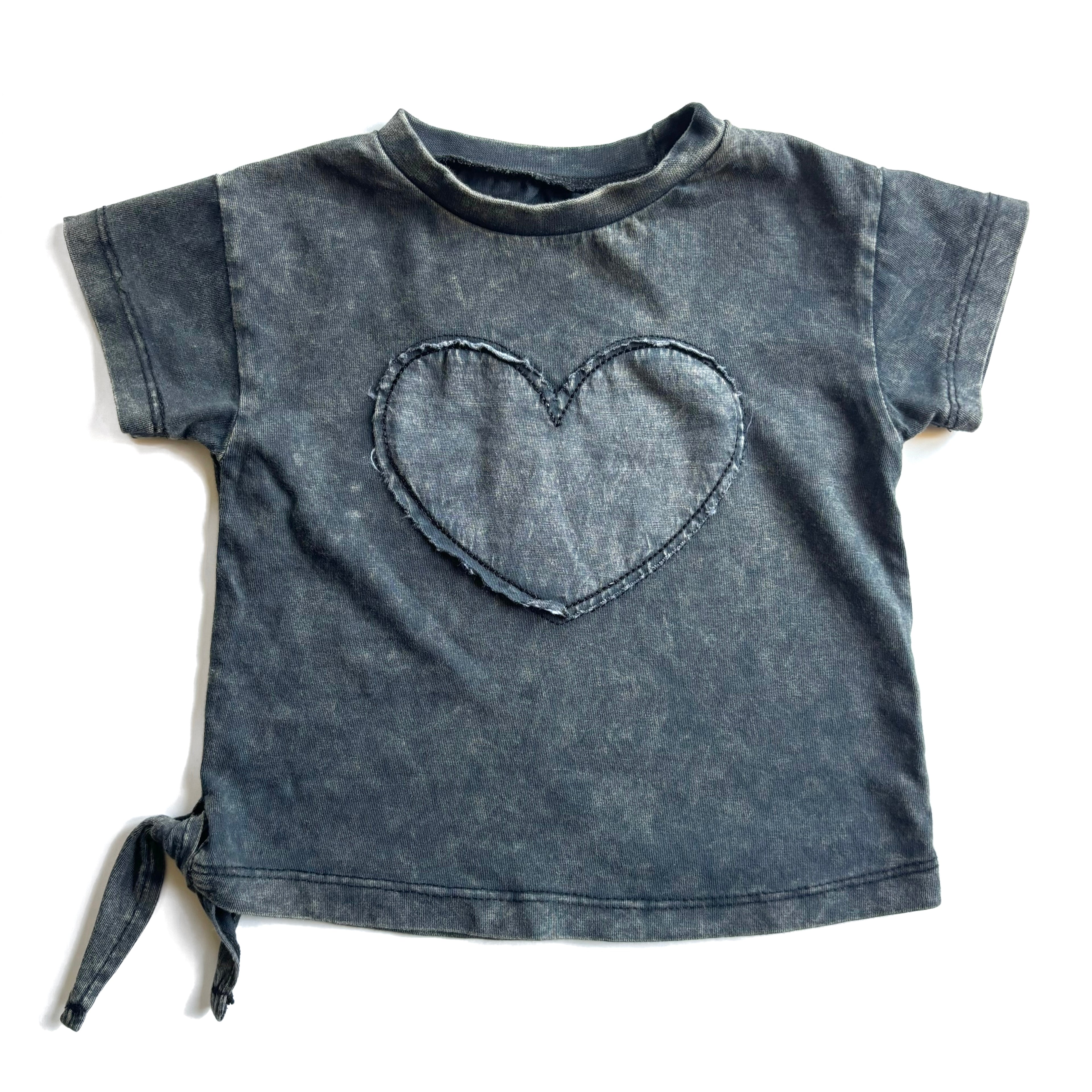 Acid Wash Heart Applique T-shirt