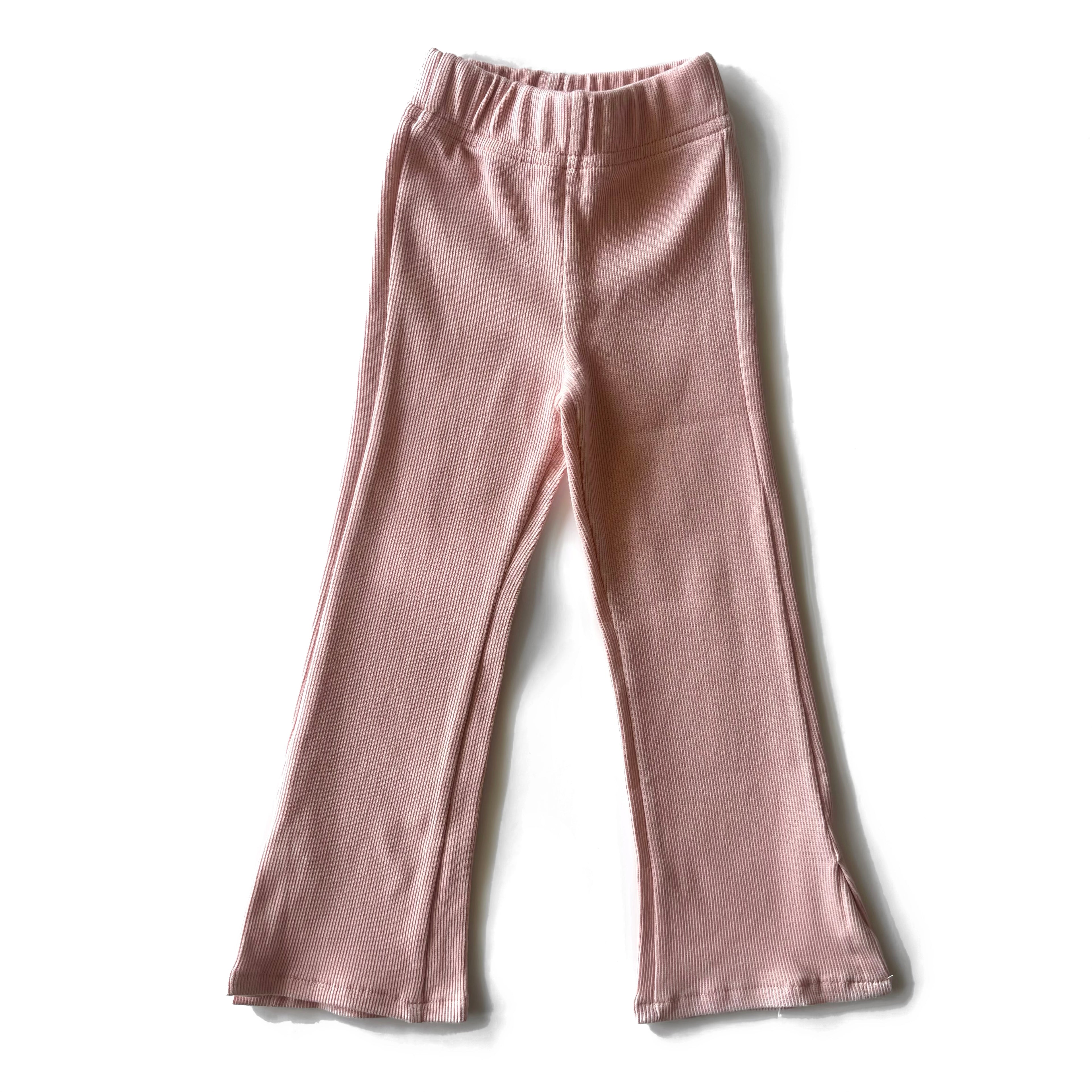Cashmere Pink Ribbed Flare Pants