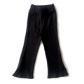 Black Ribbed Cotton Flare Pants