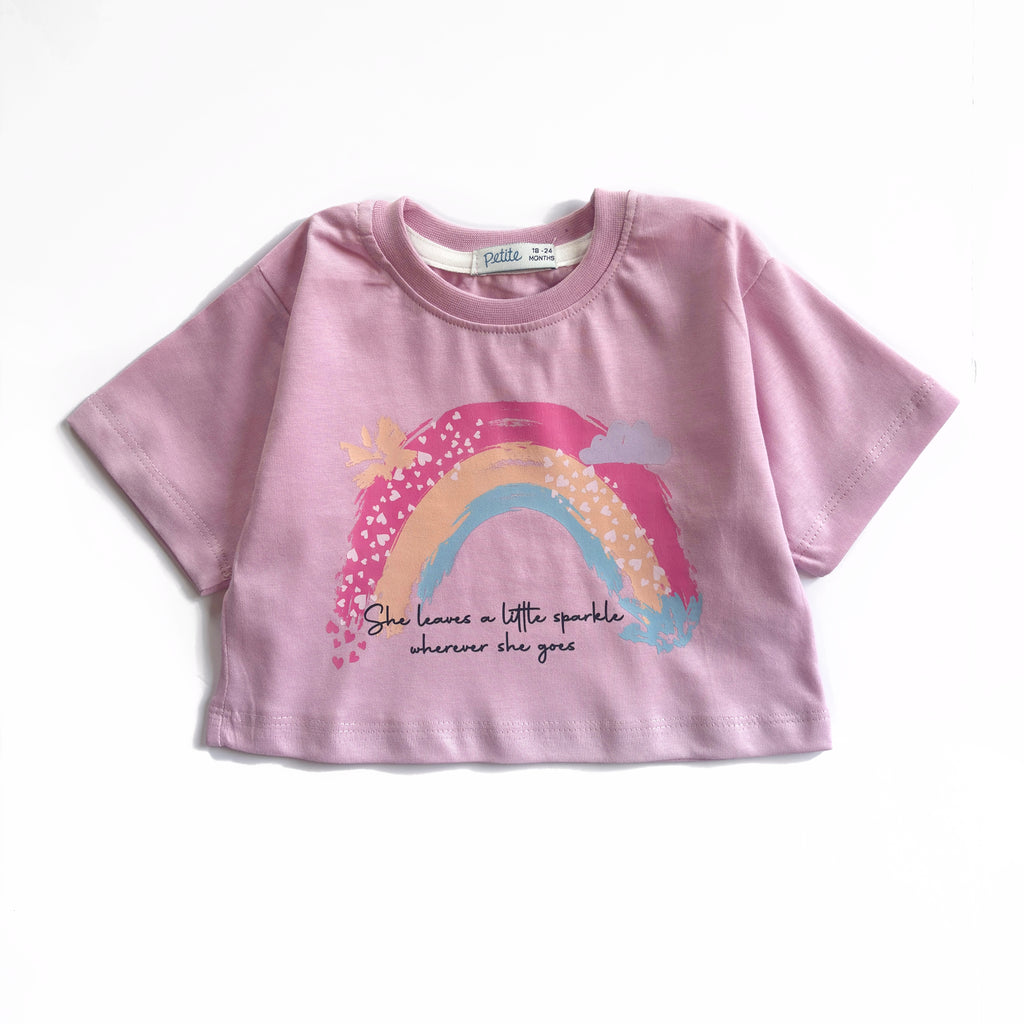 Oversized Crop Rainbow T-shirt