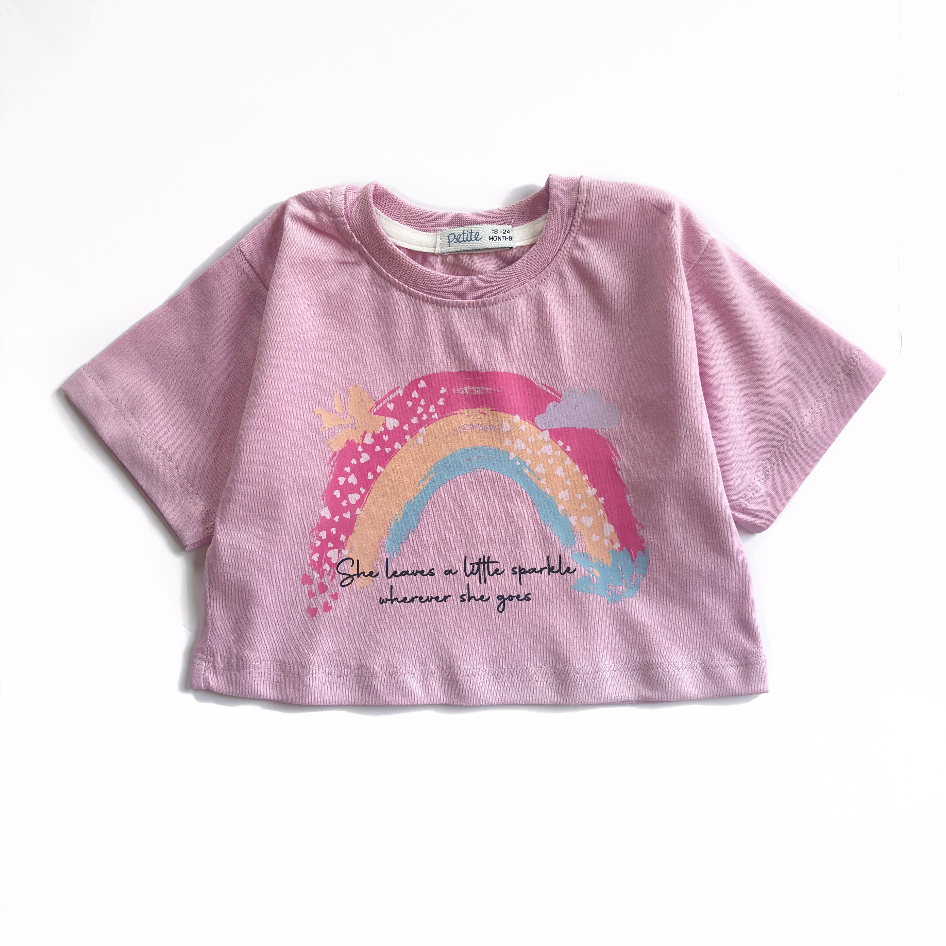 Oversized Crop Rainbow T-shirt