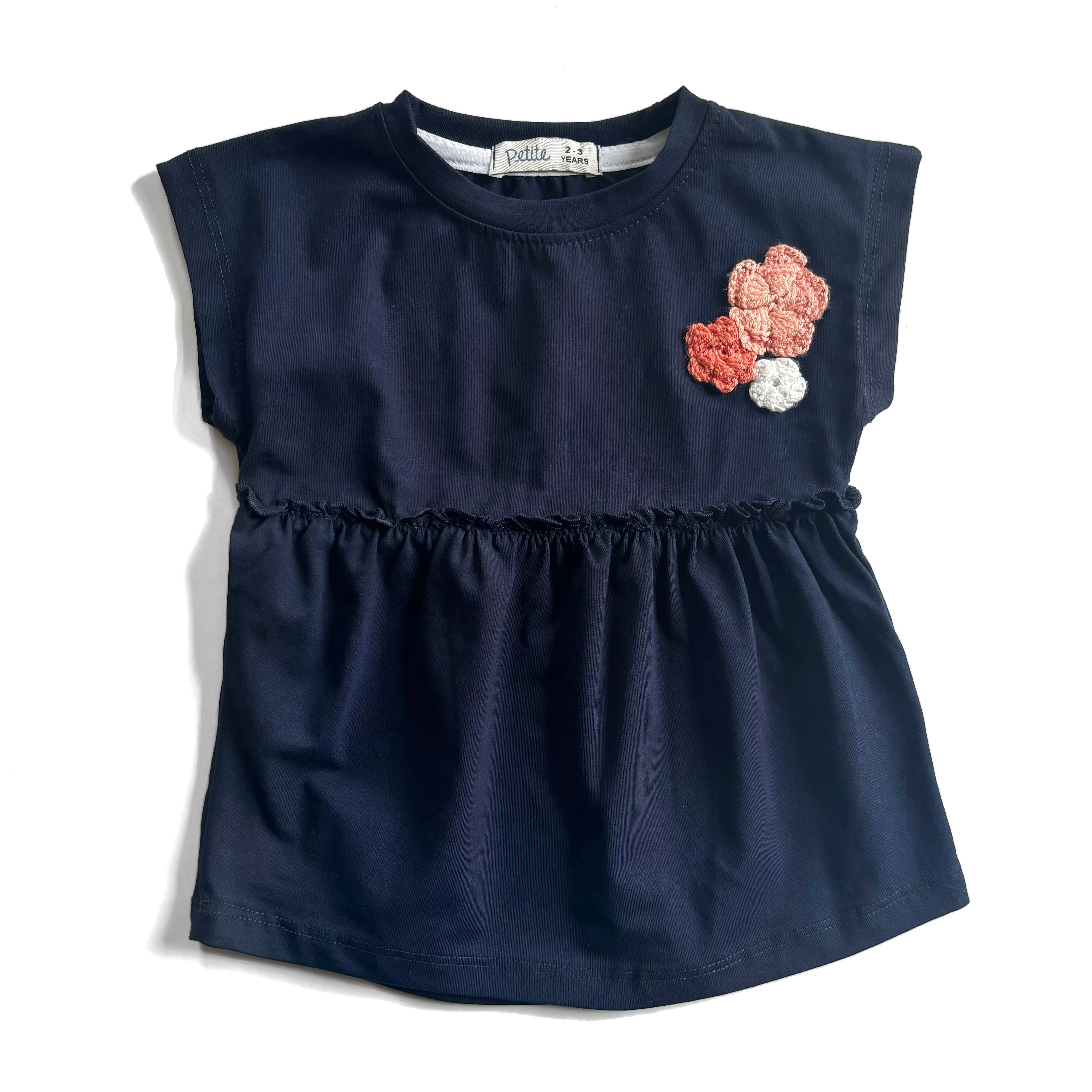 Crochet Flowers Navy T-shirt