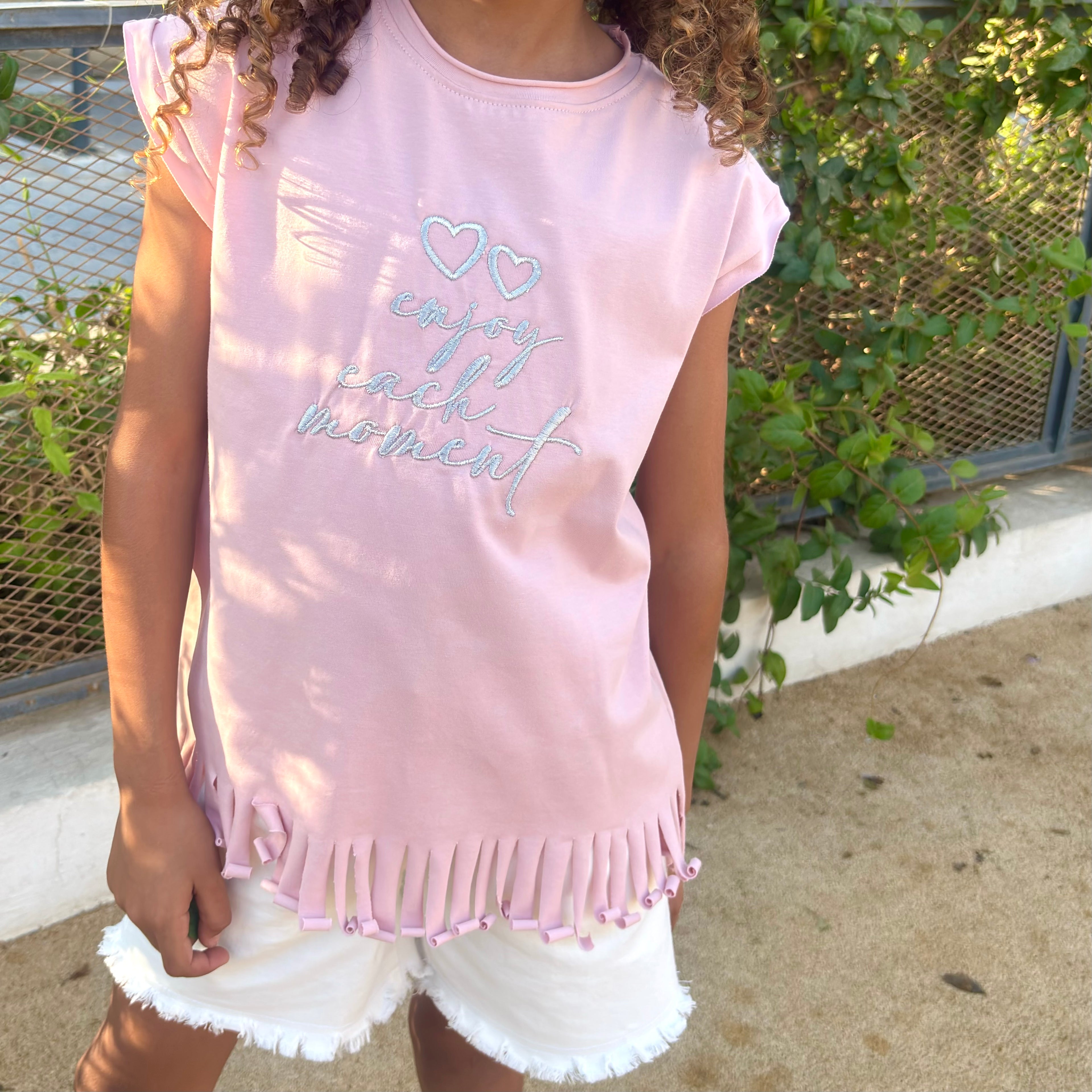 Cashmere Pink Fringed T-shirt