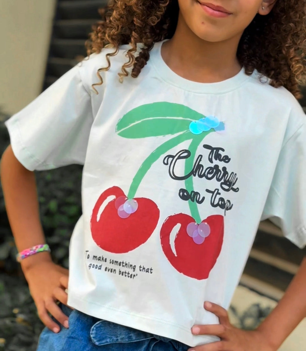 Cherry Over-sized Crop T-shirt